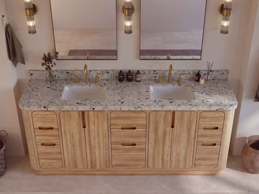 Ventura Teak 84 in. W x 22 in. D Double Sink Bathroom Vanity | 
              
                Light Natural Teak
                
                  
             - VTR_TK_LNT_CA_GL_84D - photo №5