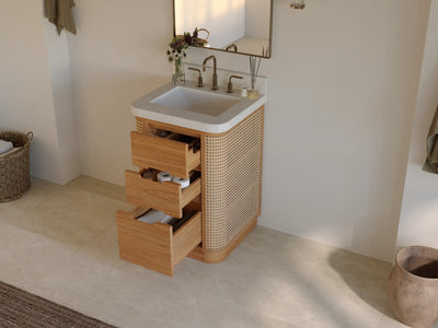 Ventura Teak Wood 24 in. W x 22 in. D Single Sink Bathroom Vanity