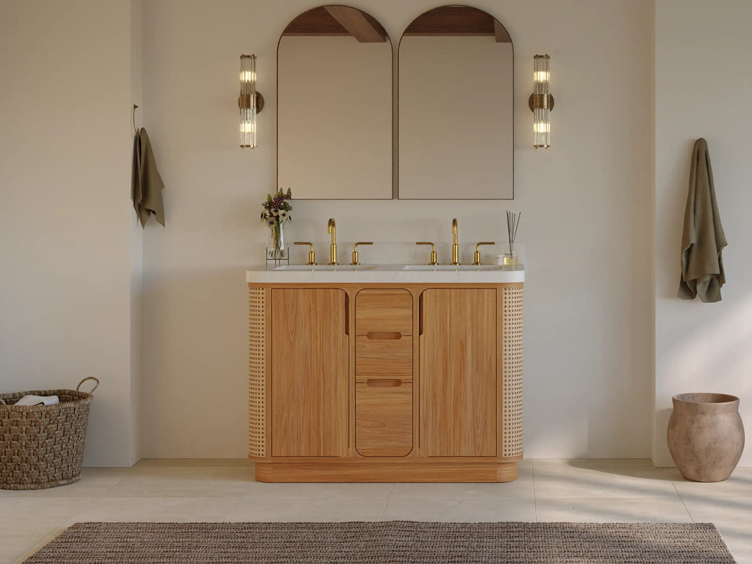 Ventura Teak 48 in. W x 22 in. D Double Sink Bathroom Vanity | 
              
                Light Natural Teak
                
                  
             - VTR_TK_LNT_CA_GL_48D - photo №5