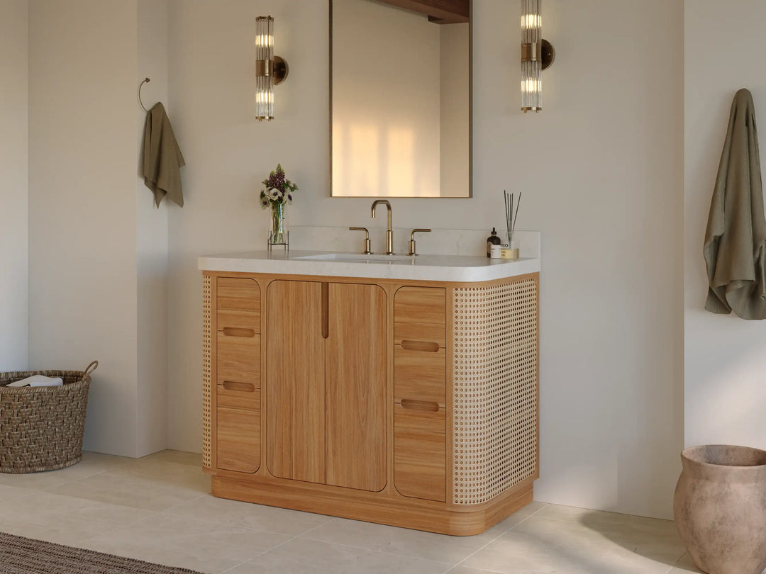 Ventura Teak 48 in. W x 22 in. D Single Sink Bathroom Vanity | 
              
                Light Natural Teak
                
                  
             - VTR_TK_LNT_CARM_48S - photo №3