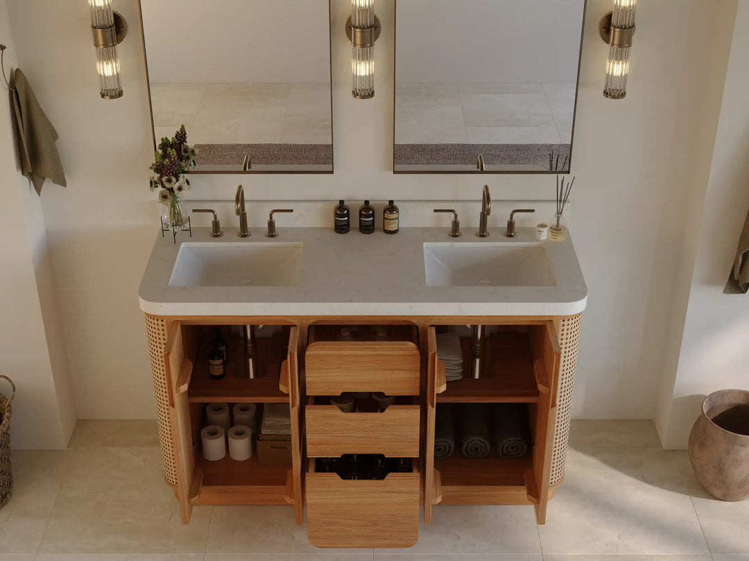 Ventura Teak 60 in. W x 22 in. D Double Sink Bathroom Vanity | 
              
                Light Natural Teak
                
                  
             - VTR_TK_LNT_CA_LZ_60D - photo №2