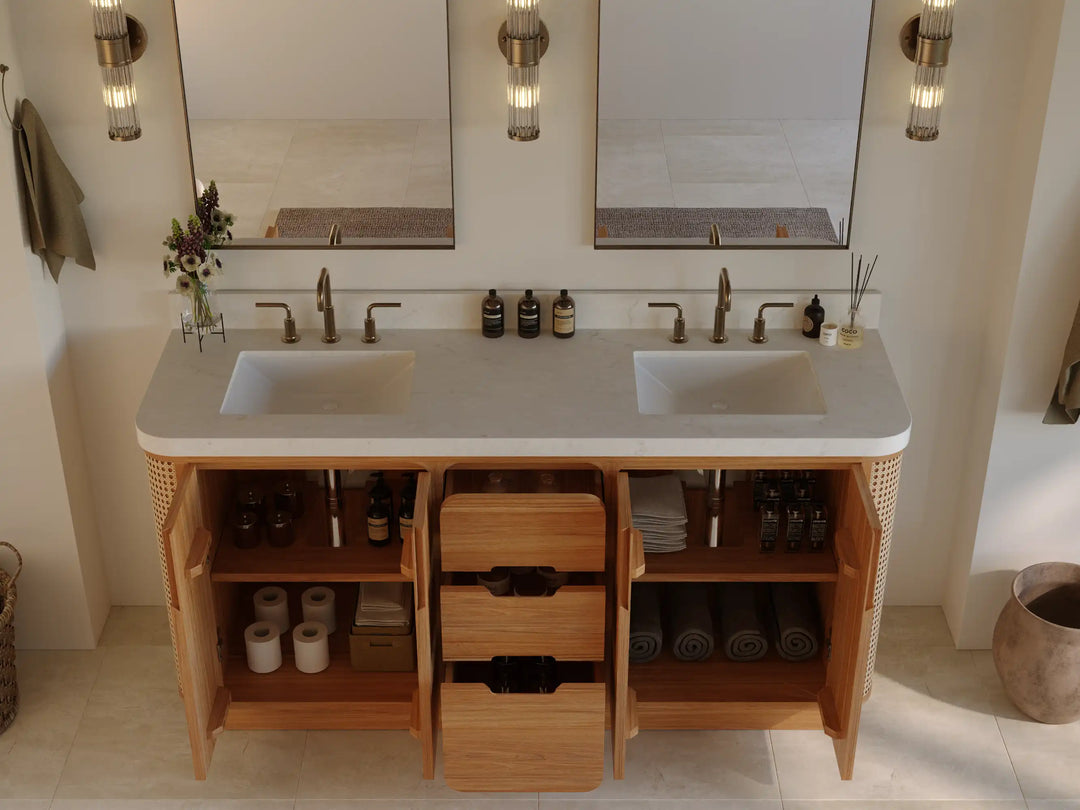 Ventura Teak 72 in. W x 22 in. D Double Sink Bathroom Vanity | 
              
                Light Natural Teak
                
                  
             - VTR_TK_LNT_CA_LZ_72D - photo №2