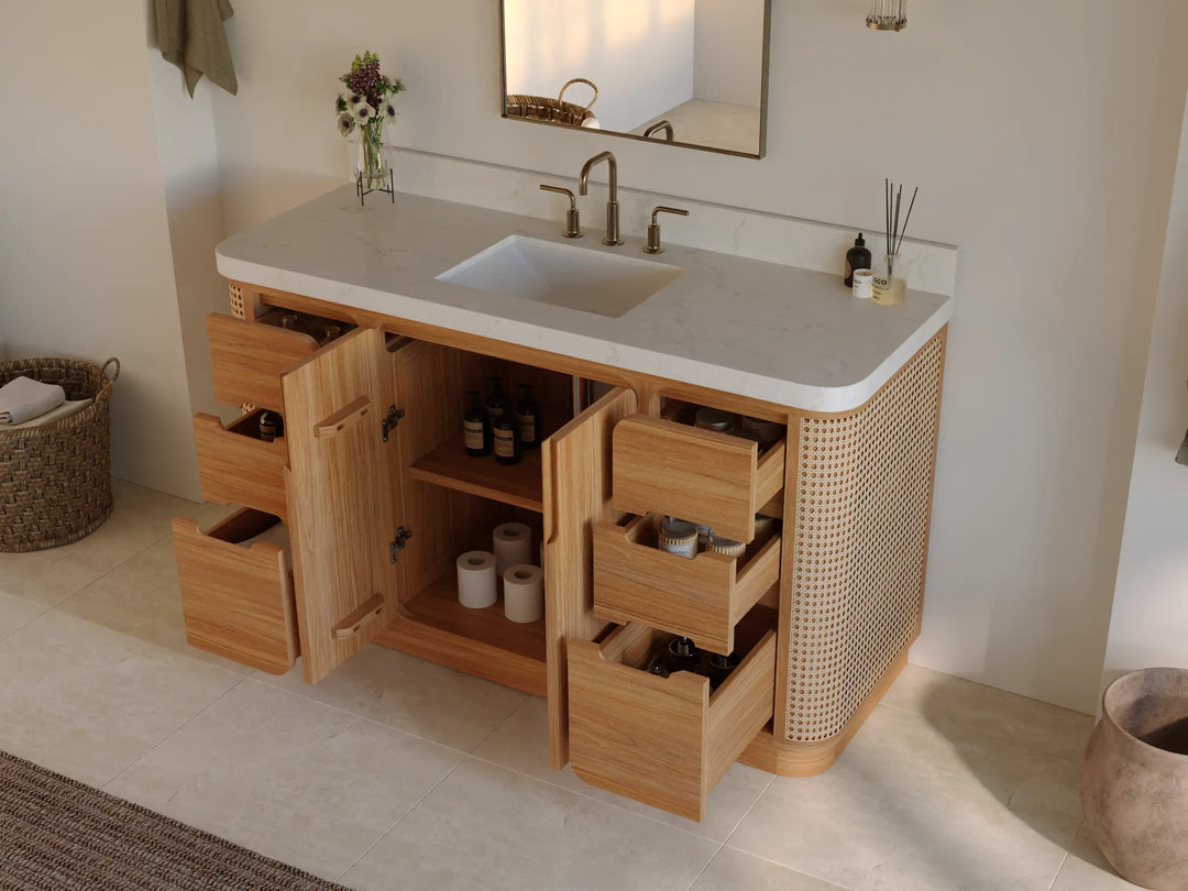 Ventura Teak 60 in. W x 22 in. D Single Sink Bathroom Vanity | 
              
                Light Natural Teak
                
                  
             - VTR_TK_LNT_CA_LZ_60S - photo №4