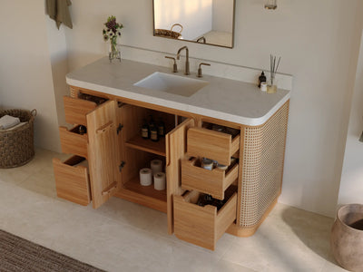 Ventura Teak Wood 60 in. W x 22 in. D Single Sink Bathroom Vanity