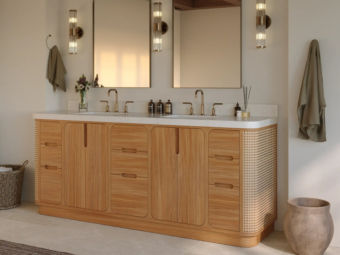 Ventura Teak 84 in. W x 22 in. D Double Sink Bathroom Vanity | 
              
                Light Natural Teak
                
                  
             - VTR_TK_LNT_CA_GL_84D - photo №3