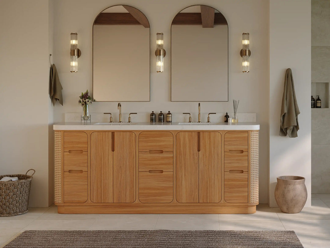 Ventura Teak 84 in. W x 22 in. D Double Sink Bathroom Vanity | 
              
                Light Natural Teak
                
                  
             - VTR_TK_LNT_CA_GL_84D - photo №5