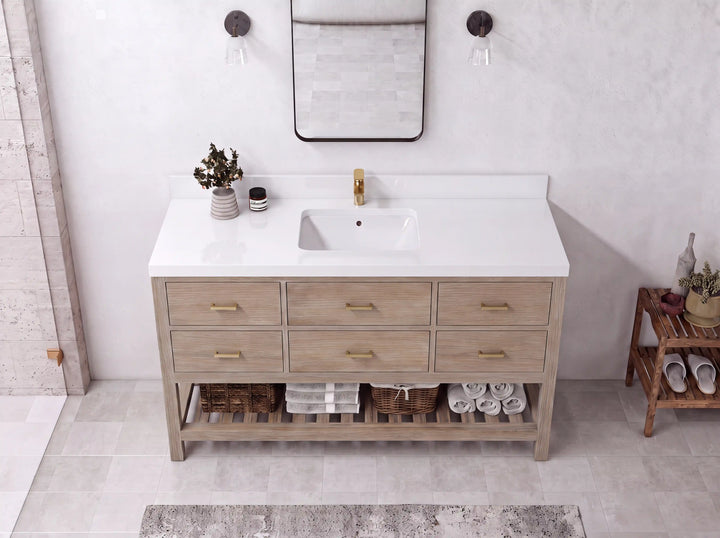 Parker Teak Wood 60 in. W x 22 in. D Single Sink Bathroom Vanity - photo 4