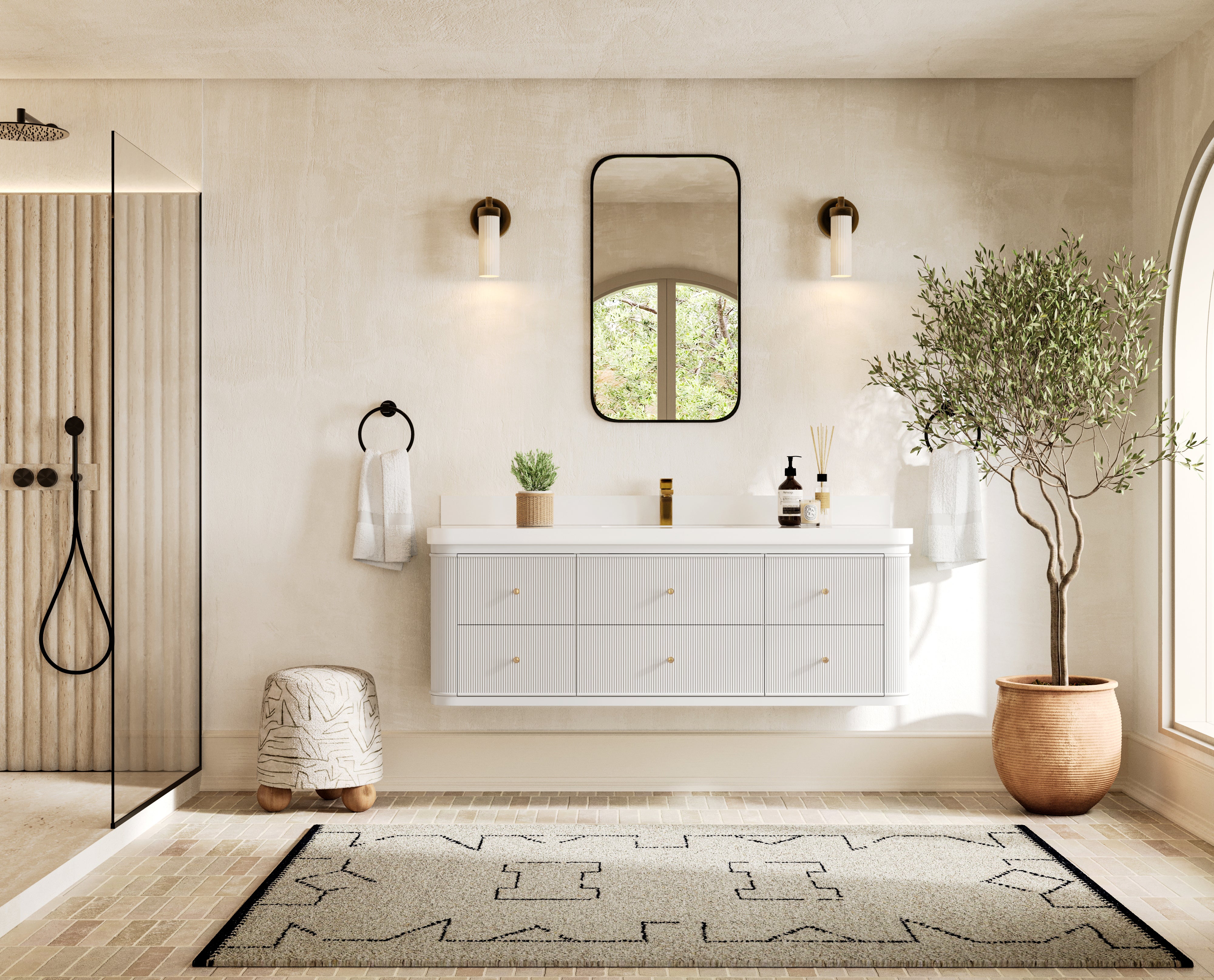 Hampton Floating 60 in. W x 22 in. D Single Sink Bathroom Vanity