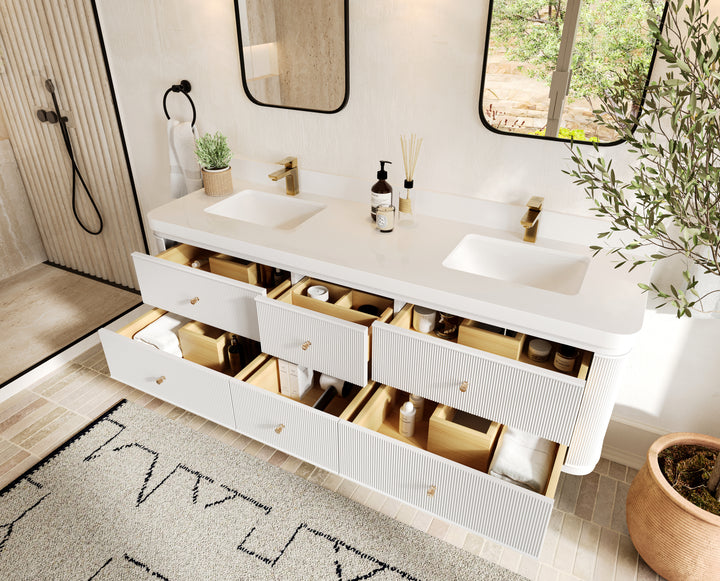 Hampton Floating 72 in. W x 22 in. D Double Sink Bathroom Vanity - photo 3