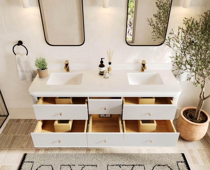 Hampton Floating 72 in. W x 22 in. D Double Sink Bathroom Vanity - photo 4