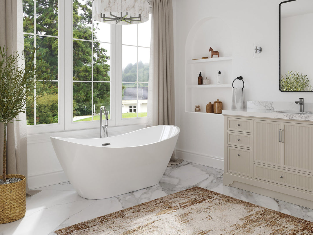 Caroline 67 in. Modern | Contemporary Freestanding Acrylic Bathtub in White