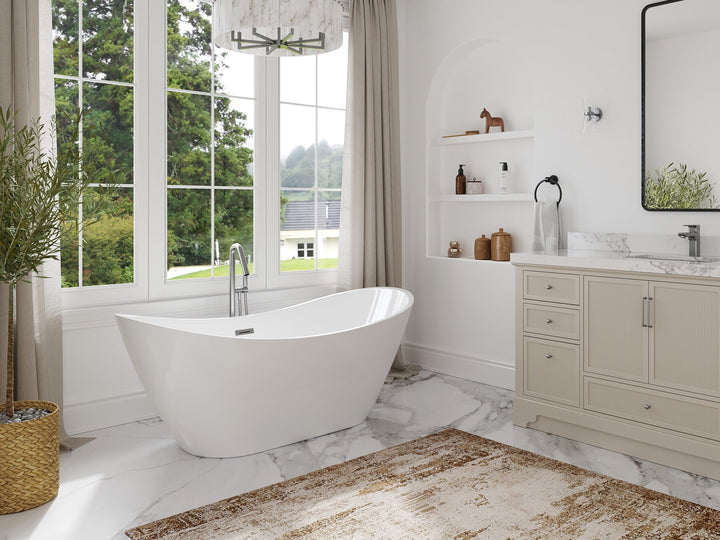 Caroline 67 in. Modern | Contemporary Freestanding Acrylic Bathtub in White - photo 2