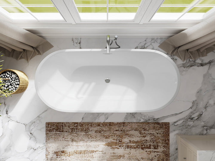 Caroline 67 in. Modern | Contemporary Freestanding Acrylic Bathtub in White - photo 3