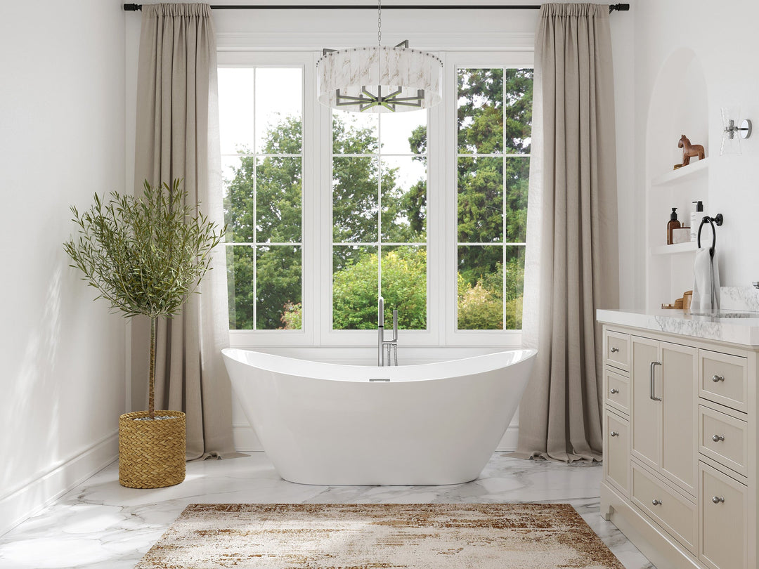 Caroline 67 in. Modern | Contemporary Freestanding Acrylic Bathtub in White