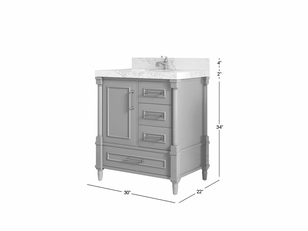 Aberdeen 30 in. W x 22 in. D Single Sink Bathroom Vanity - Willow Bath and Vanity