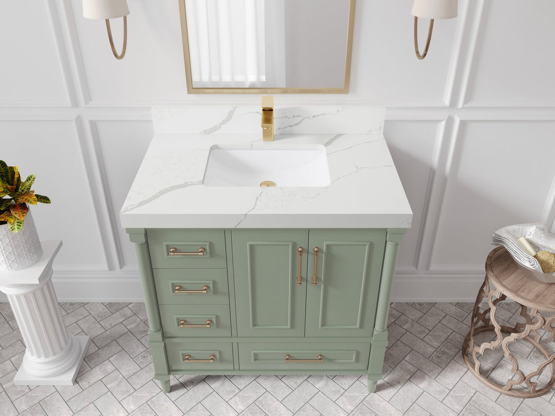 Aberdeen 36 in. W x 22 in. D Center Sink Bathroom Vanity | 
              
                Evergreen
                
                  
             - ABD_EGN_WHQZ_36CR - photo №15