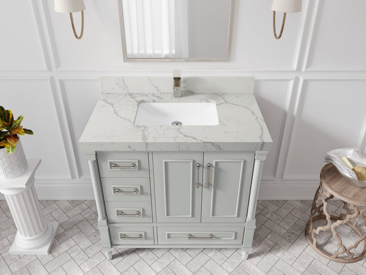 Aberdeen 36 in. W x 22 in. D Center Sink Bathroom Vanity - photo 39