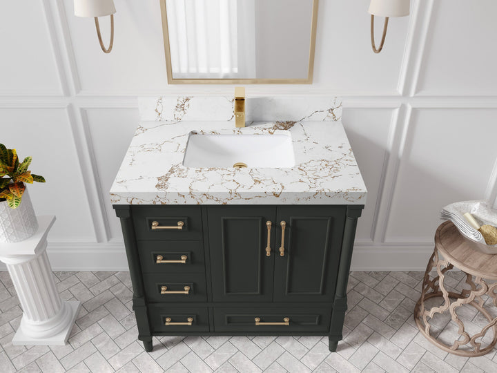 Aberdeen 36 in. W x 22 in. D Center Sink Bathroom Vanity - photo 37