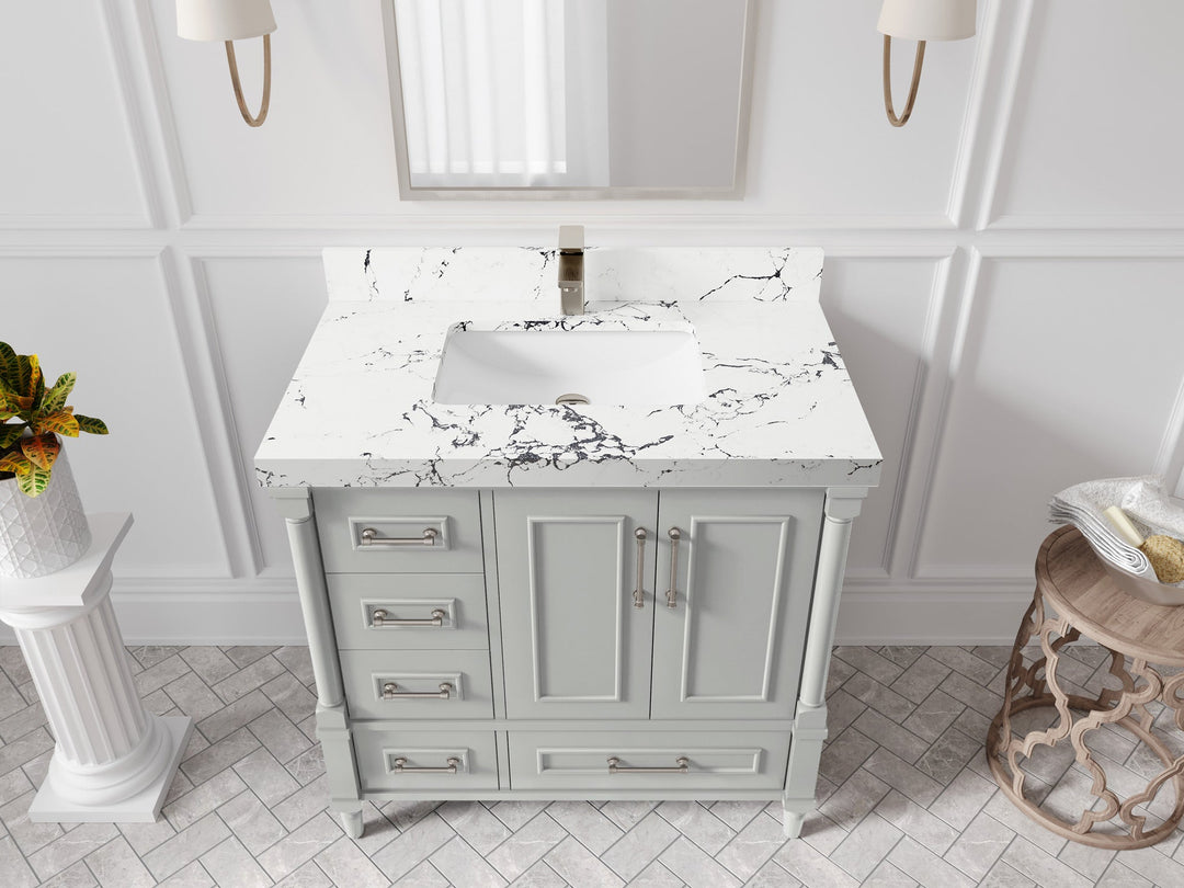 Aberdeen 36 in. W x 22 in. D Center Sink Bathroom Vanity - Willow Bath and Vanity