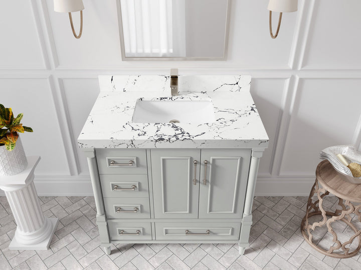 Aberdeen 36 in. W x 22 in. D Center Sink Bathroom Vanity - photo 37