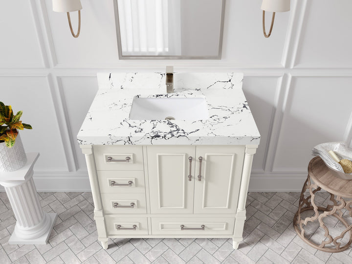 Aberdeen 36 in. W x 22 in. D Center Sink Bathroom Vanity - photo 39