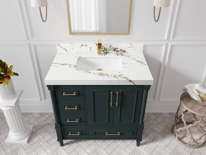 Aberdeen 36 in. W x 22 in. D Center Sink Bathroom Vanity - photo 35