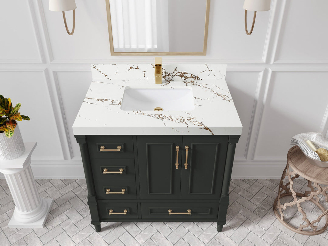 Aberdeen 36 in. W x 22 in. D Center Sink Bathroom Vanity - Willow Bath and Vanity