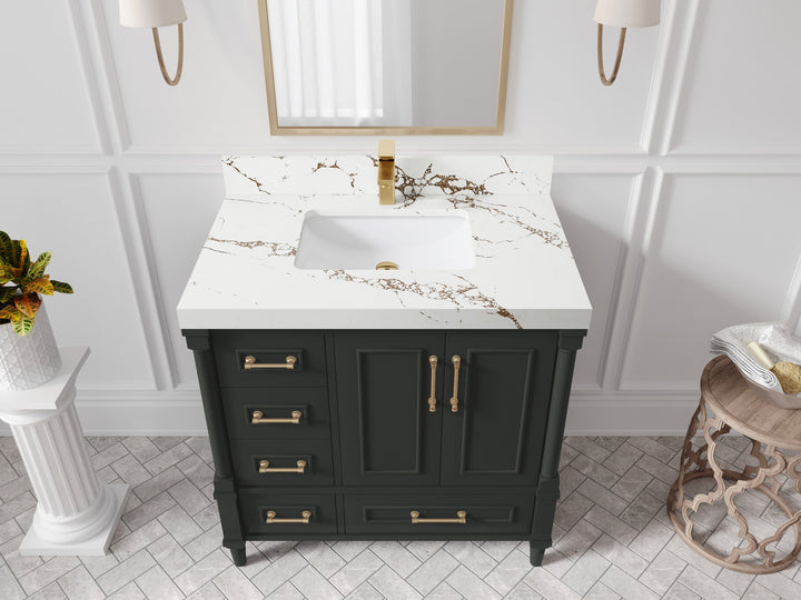 Aberdeen 36 in. W x 22 in. D Center Sink Bathroom Vanity - photo 35