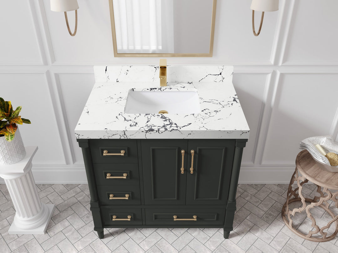 Aberdeen 36 in. W x 22 in. D Center Sink Bathroom Vanity - Willow Bath and Vanity