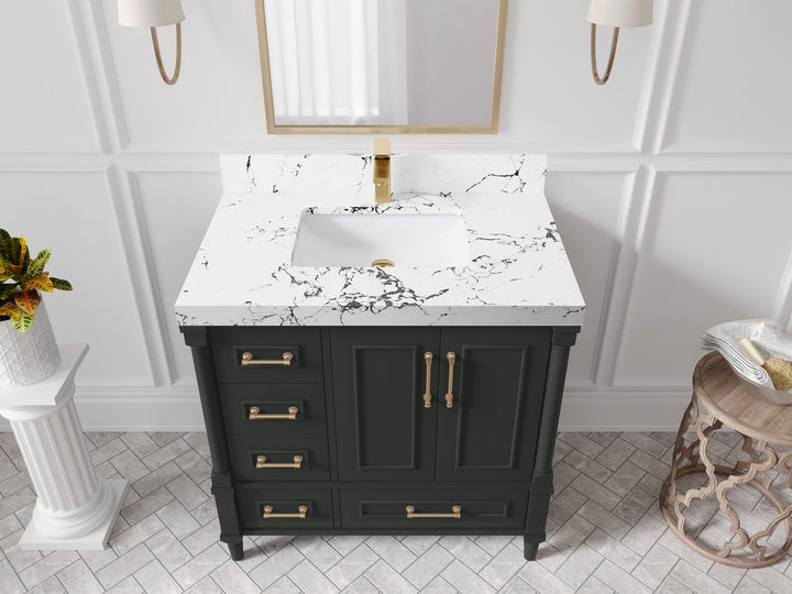 Aberdeen 36 in. W x 22 in. D Center Sink Bathroom Vanity - photo 39
