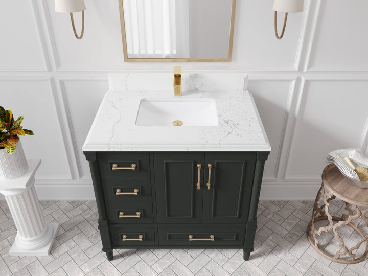 Aberdeen 36 in. W x 22 in. D Center Sink Bathroom Vanity - photo 25