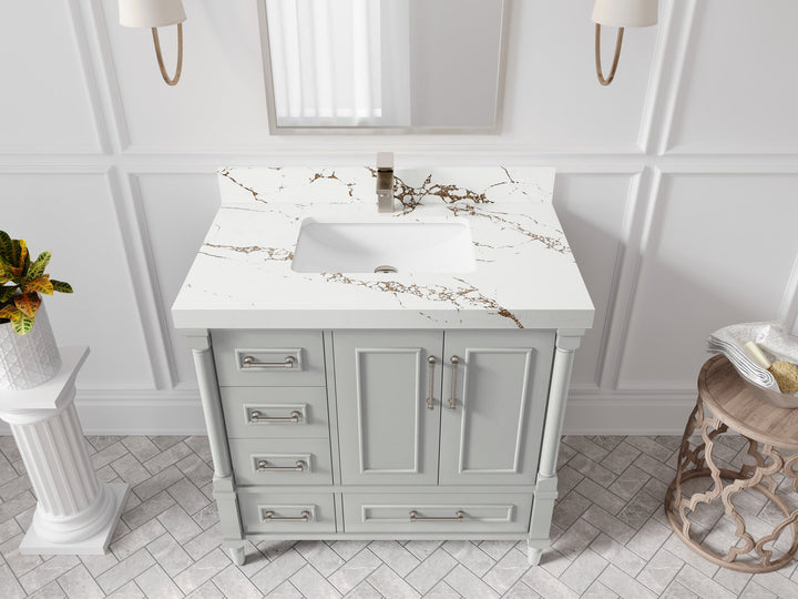Aberdeen 36 in. W x 22 in. D Center Sink Bathroom Vanity - photo 33
