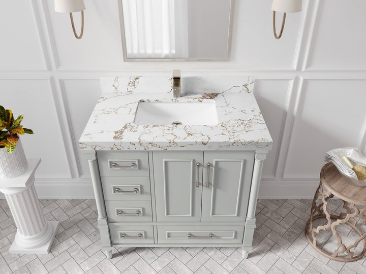 Aberdeen 36 in. W x 22 in. D Center Sink Bathroom Vanity - photo 35