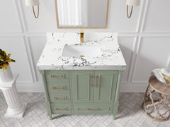 Aberdeen 36 in. W x 22 in. D Center Sink Bathroom Vanity - photo 37