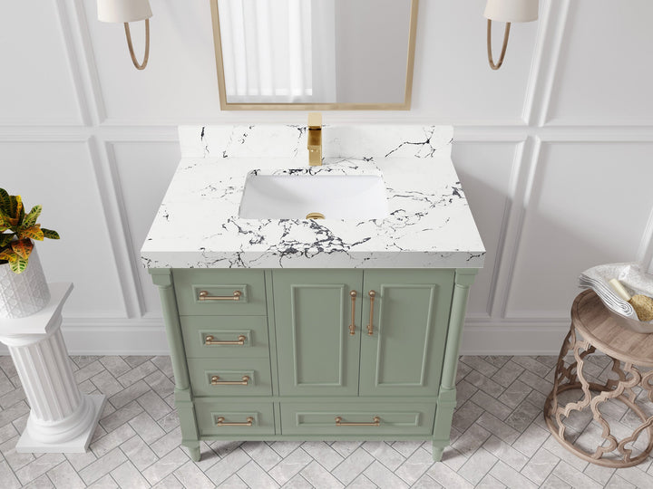 Aberdeen 36 in. W x 22 in. D Center Sink Bathroom Vanity - photo 37