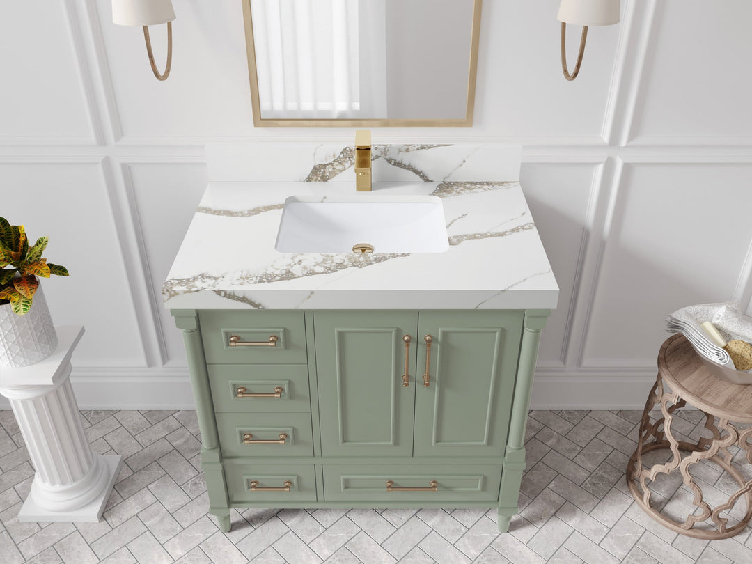 Aberdeen 36 in. W x 22 in. D Center Sink Bathroom Vanity | 
              
                Evergreen
                
                  
             - ABD_EGN_WHQZ_36CR - photo №13