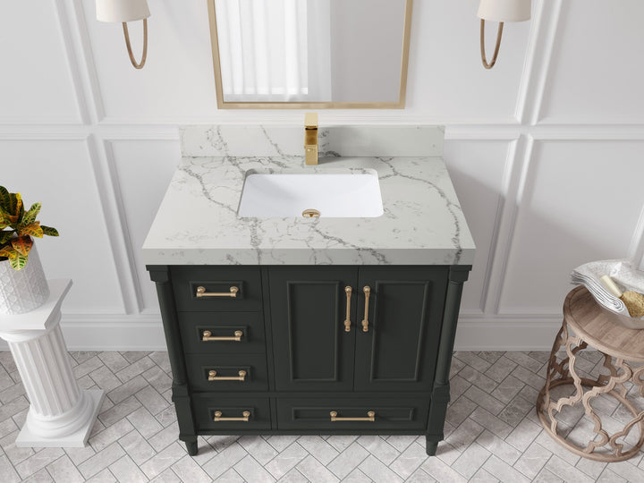 Aberdeen 36 in. W x 22 in. D Center Sink Bathroom Vanity - photo 41