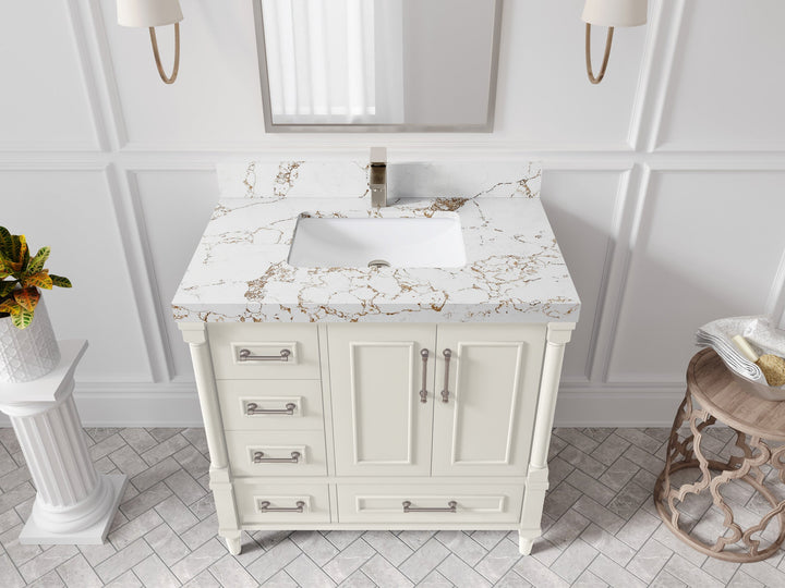 Aberdeen 36 in. W x 22 in. D Center Sink Bathroom Vanity - photo 35