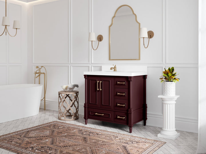 Aberdeen 36 in. W x 22 in. D Left Offset Sink Bathroom Vanity - photo 2