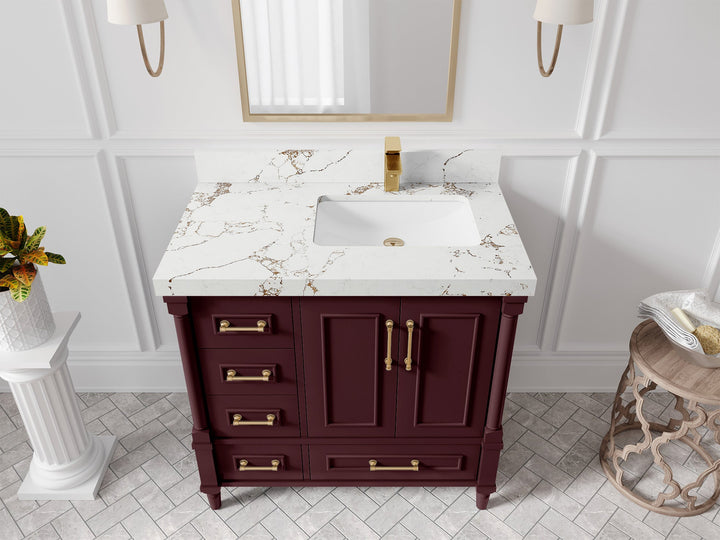 Aberdeen 36 in. W x 22 in. D Right Offset Sink Bathroom Vanity - photo 31