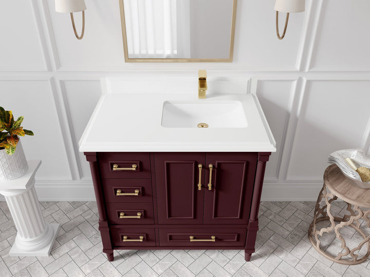 Aberdeen 36 in. W x 22 in. D Right Offset Sink Bathroom Vanity - photo 25
