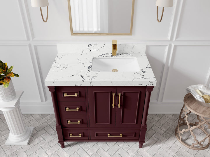 Aberdeen 36 in. W x 22 in. D Right Offset Sink Bathroom Vanity - photo 35