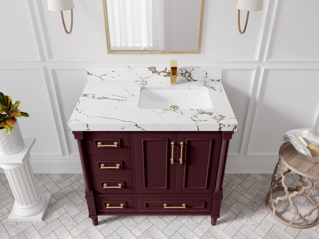 Aberdeen 36 in. W x 22 in. D Right Offset Sink Bathroom Vanity - Willow Bath and Vanity