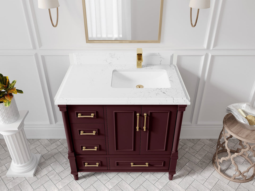Aberdeen 36 in. W x 22 in. D Right Offset Sink Bathroom Vanity - Willow Bath and Vanity