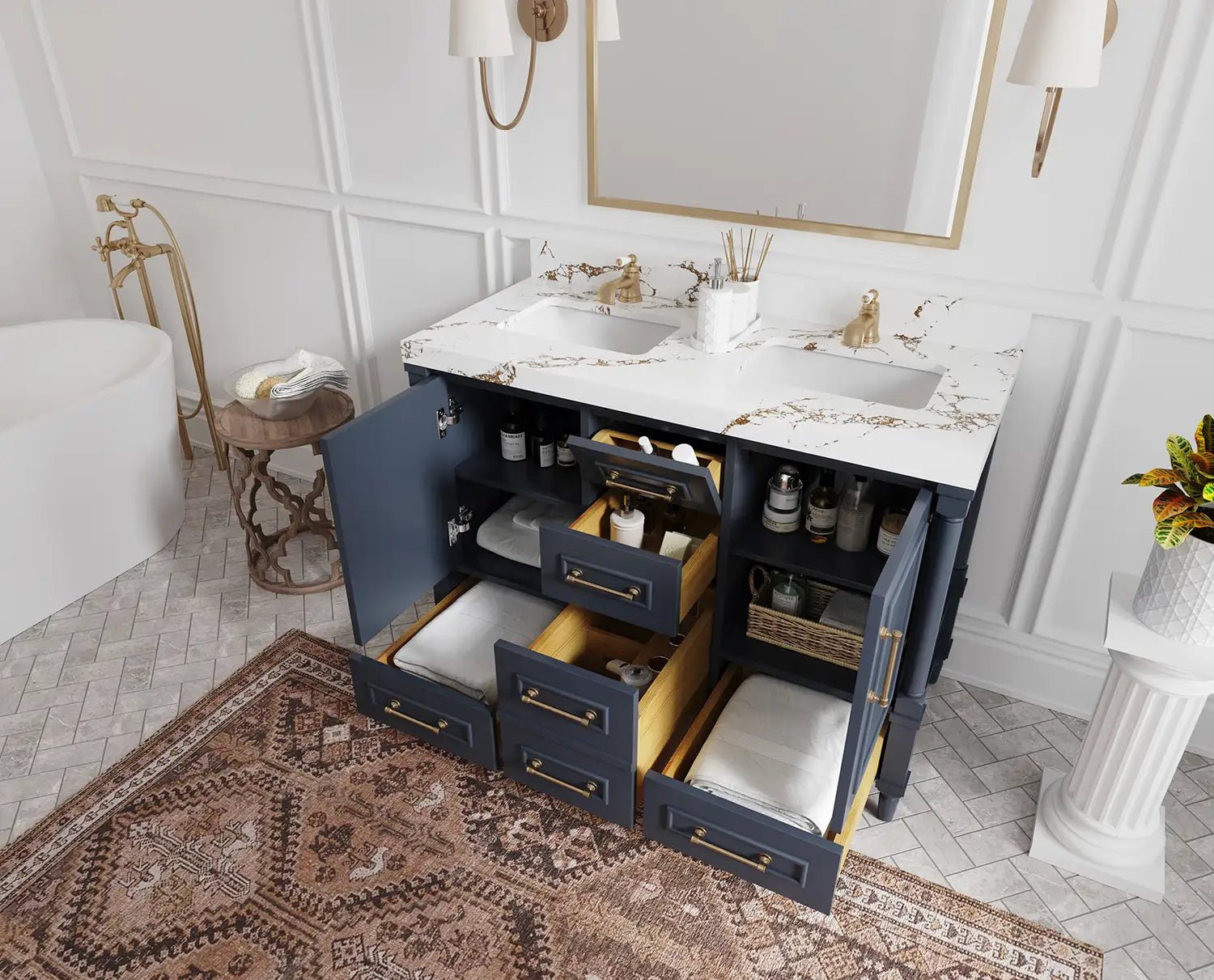 Aberdeen 48 in. W x 22 in. D Double Sink Bathroom Vanity - Willow Bath and Vanity