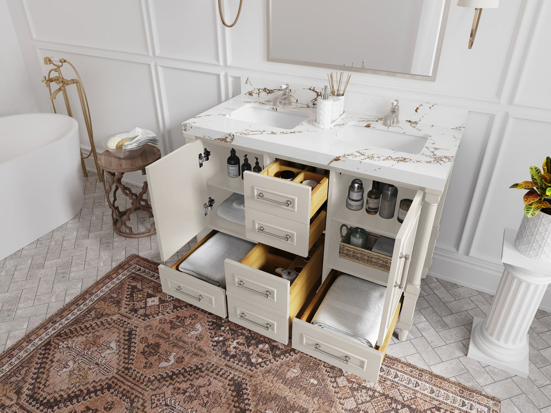 Aberdeen 48 in. W x 22 in. D Double Sink Bathroom Vanity | 
              
                 Fine Grain Linen Beige
                
                  
             - ABD_FNG_CA_LZ_48D - photo №4