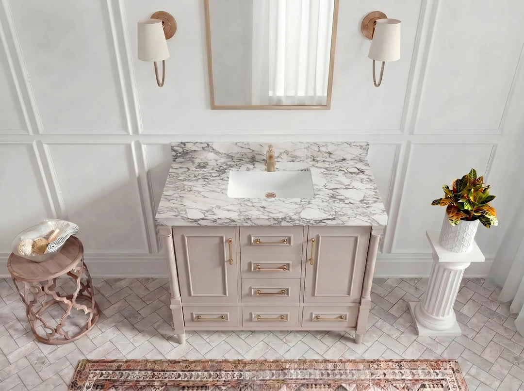 Aberdeen 48 in. W x 22 in. D Single Sink Bathroom Vanity | 
              
                Pink
                
                  
             - ABD_PNK_WHQZ_48S - photo №24
