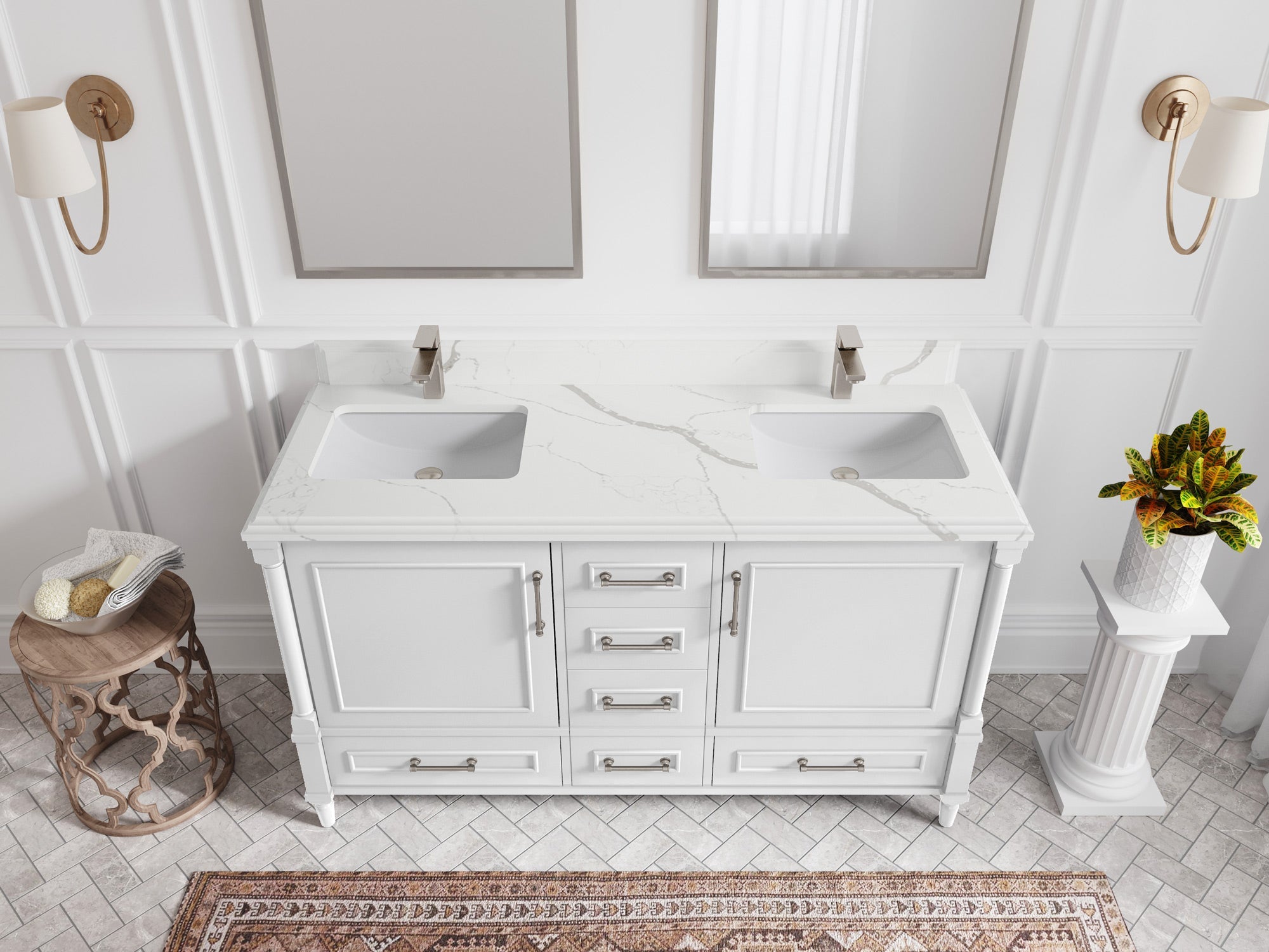 Aberdeen 60 in. W x 22 in. D Double Sink Bathroom Vanity - Willow Bath and Vanity