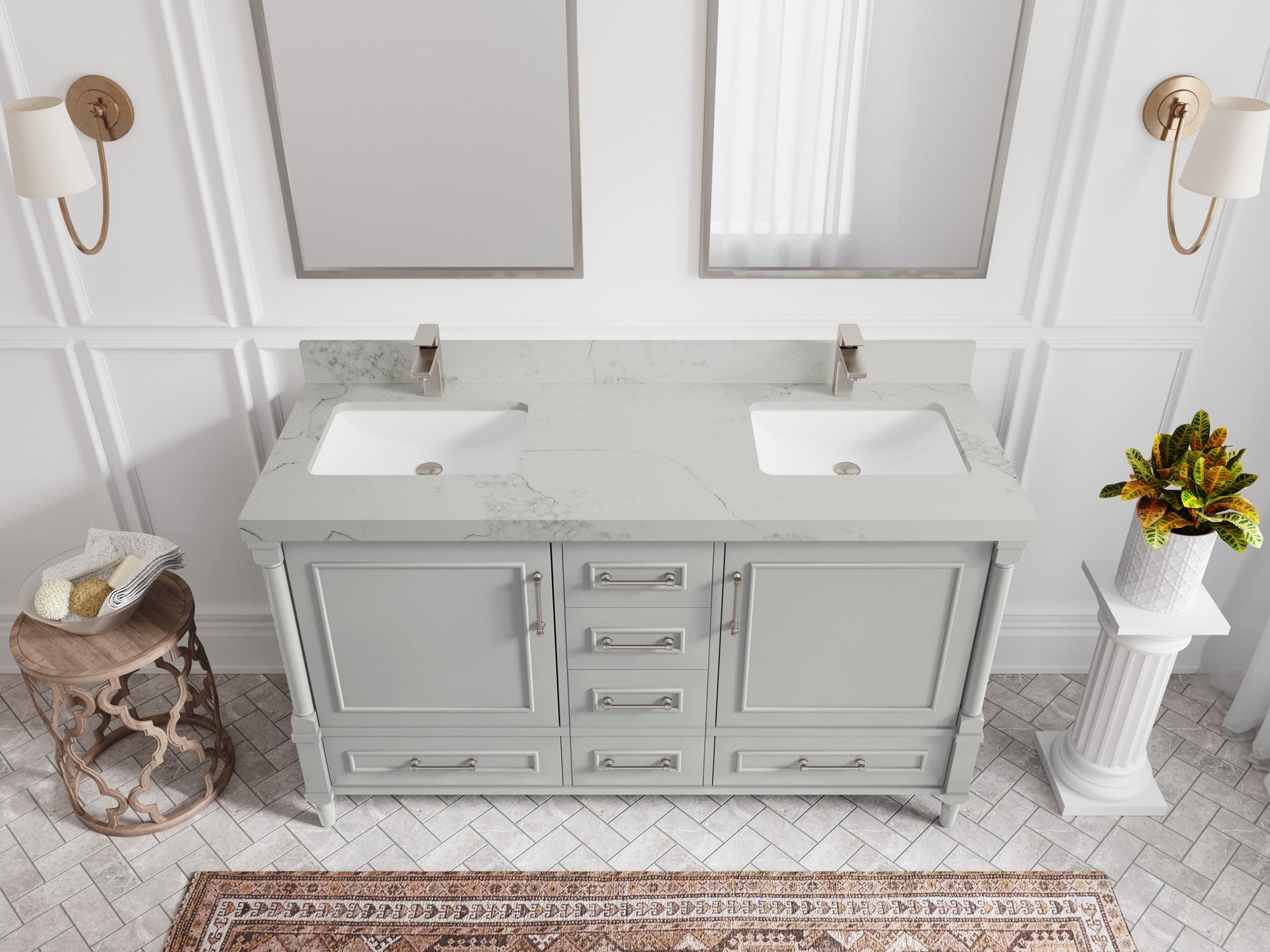 Aberdeen 60 in. W x 22 in. D Double Sink Bathroom Vanity - Willow Bath and Vanity