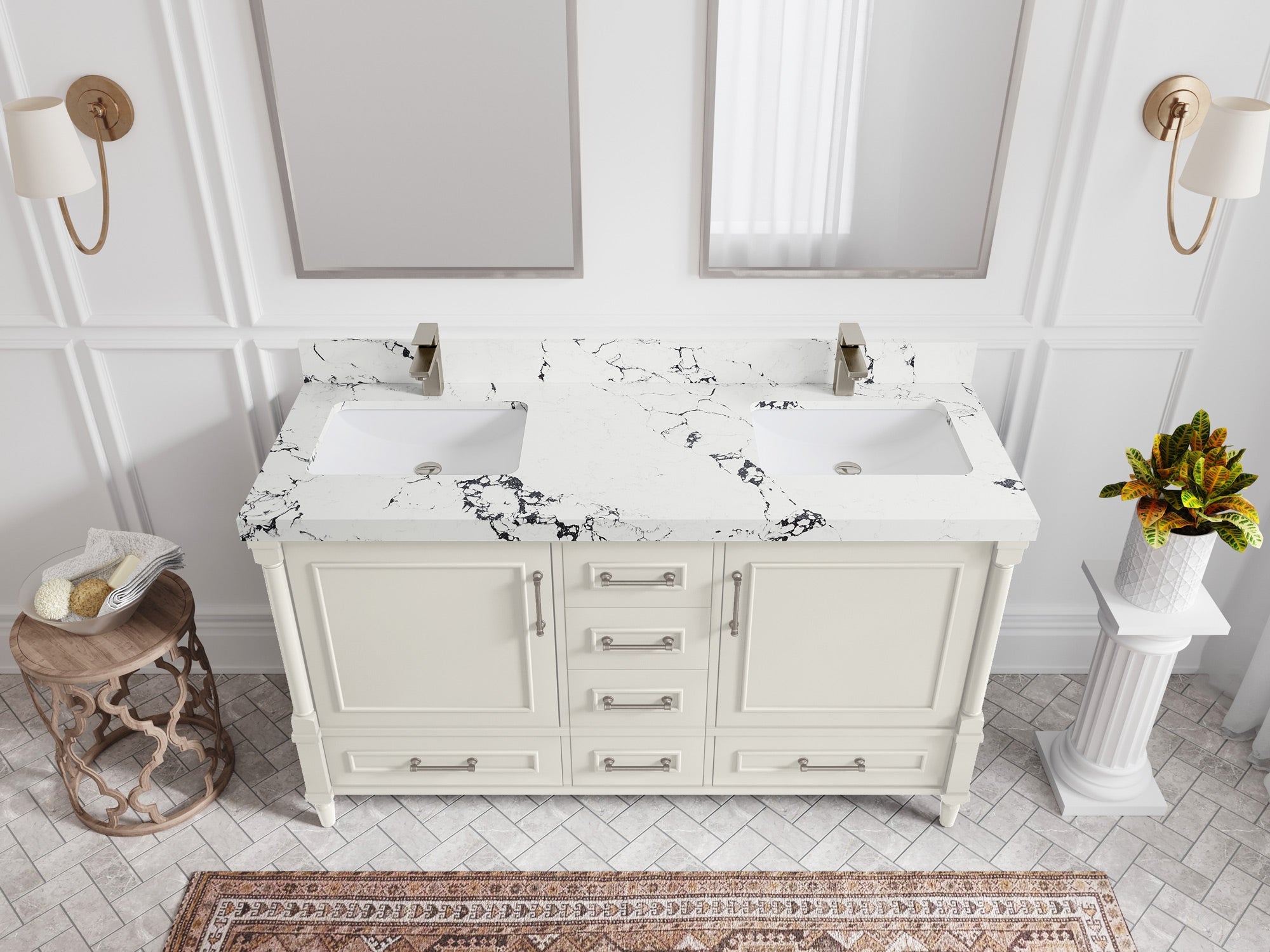 Aberdeen 60 in. W x 22 in. D Double Sink Bathroom Vanity - Willow Bath and Vanity